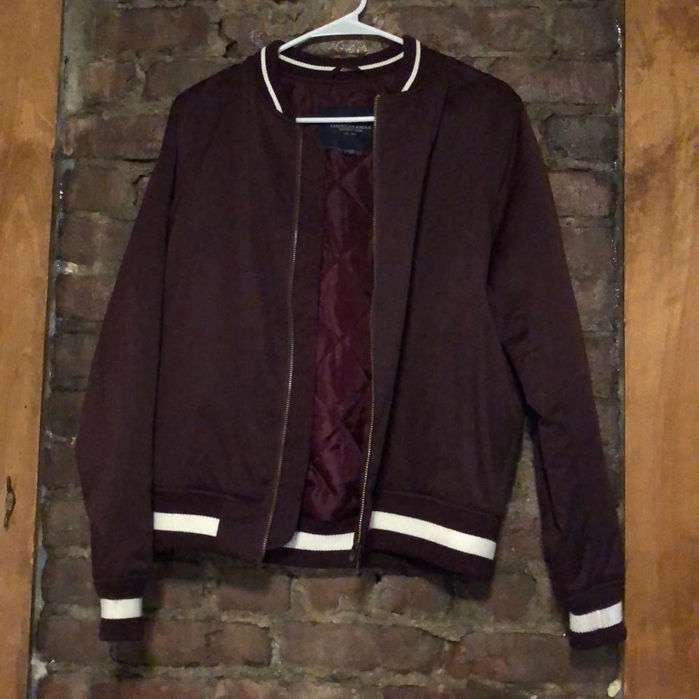 Burgundy American Eagle Bomber Jacket